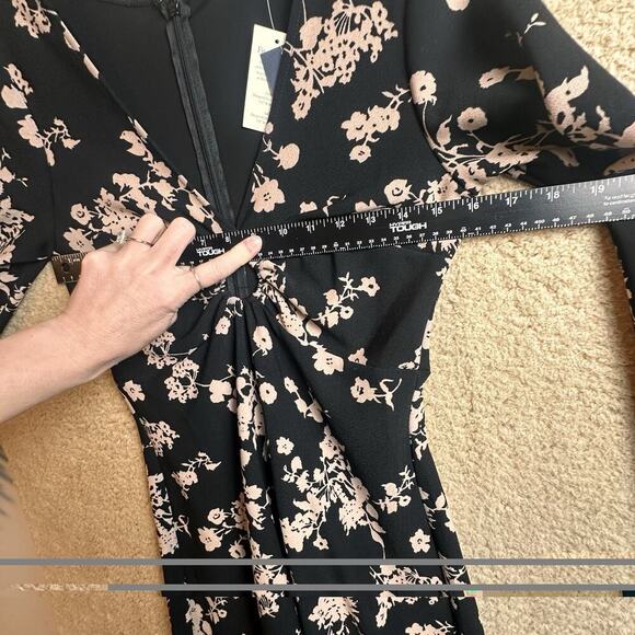 Abercrombie & Fitch NWT Black Pink Floral Long Sleeve O Ring V Neck Mini Dress S - Picture 16 of 16